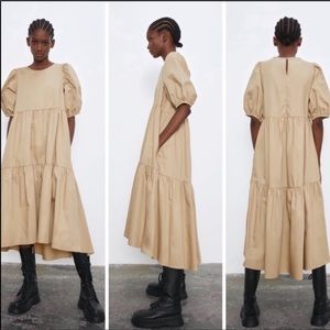 Zara tan midi dress. NWT
